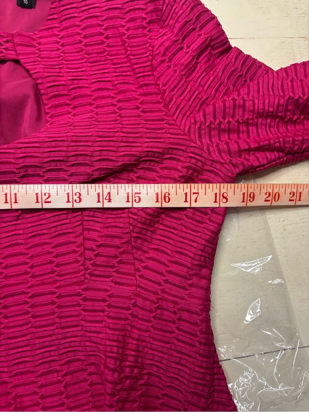 Nanette Lepore Majorca Shift Dress Textured Long Sleeve Wrist Tie Pink Size 10 - Picture 4 of 9
